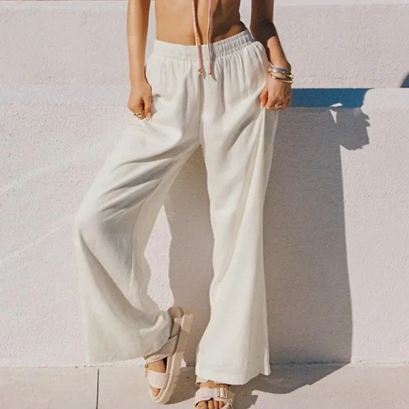 LOUIS LINEN BLEND PANTS OFF WHITE - Picture 2 of 4